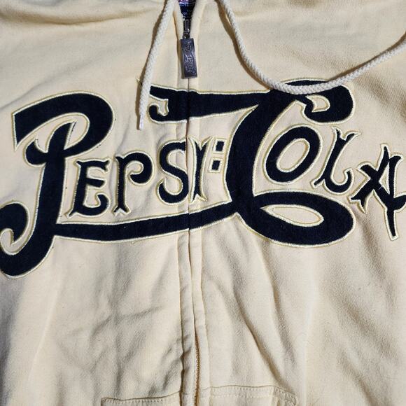 Pepsi-Cola Men's XL Yellow Full Zip Hoodie Vintage 90's Script Logo - Picture 2 of 9